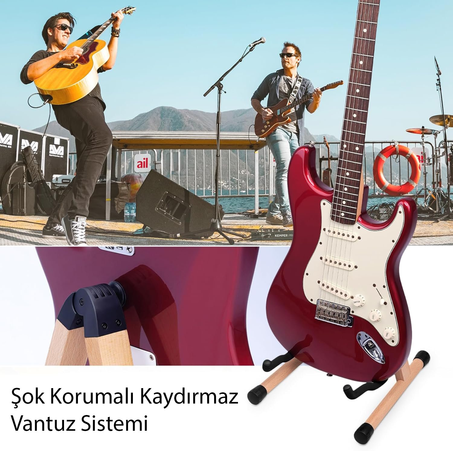 ahşap gitar sehpası